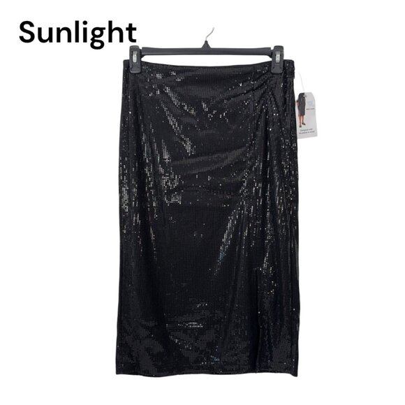 Time and Tru Womens SZ M Sequined Pencil Skirt Black Mid-Rise Knee-Length - Picture 11 of 12